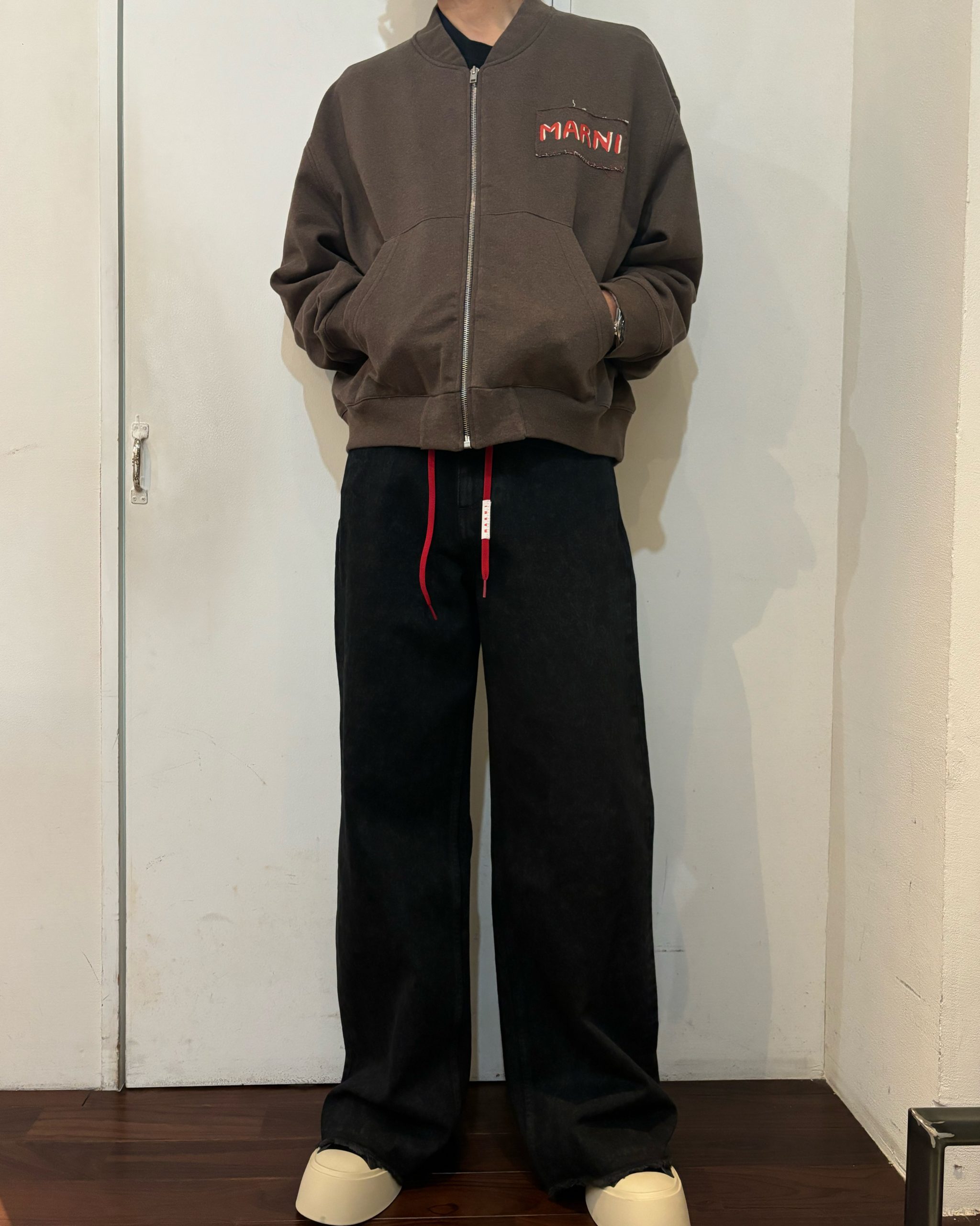 最終値下げ！MARNI マルニ  ウール デザインポンチョ ダークグレー マルニ MARNI MARNI マフラー SCMC0122Y0 UAW037 ロゴ （STB47